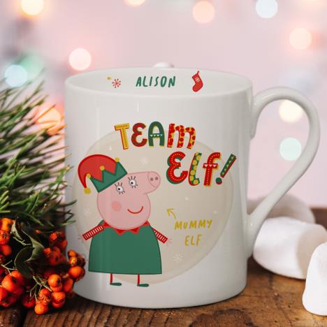 Personalised Peppa Pig Team Elf Mummy Pig Balmoral Mug Extra Image 1